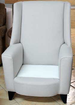 White chair reupholstered in Santa Monica California